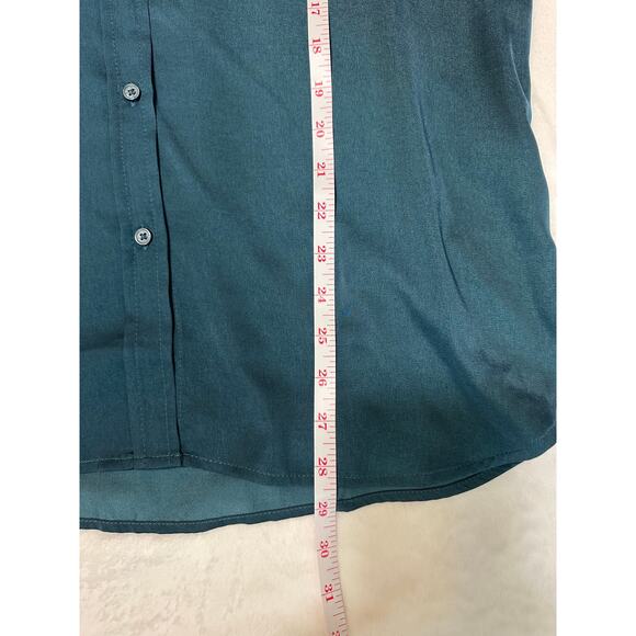 Banana Republic Teal Portofino Satin-like Button Down Shirt, Size S - Picture 8 of 9